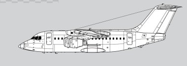 BAe 146-100. Avro RJ70. Bölgesel uçağın vektör çizimi. Yan görüş. Resim ve bilgi grafikleri için resim.