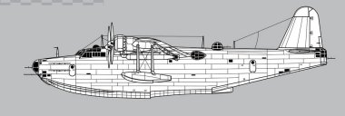 Kawanishi H8K2 Emily. Vector drawing of WW2 maritime flying boat. Side view. Image for illustration and infographics. clipart