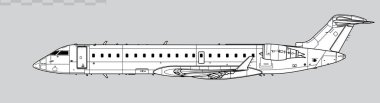 Bombacı CRJ700. Bölgesel jet uçağının vektör çizimi. Yan görüş. Resim ve bilgi grafikleri için resim.