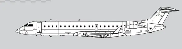 Bombacı CRJ700. Bölgesel jet uçağının vektör çizimi. Yan görüş. Resim ve bilgi grafikleri için resim.