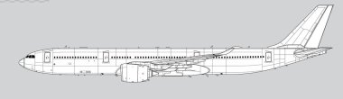 Airbus A330-900 NEO. Geniş gövdeli uzun menzilli uçakların vektör çizimi. Yan görüş. Resim ve bilgi grafikleri için resim.