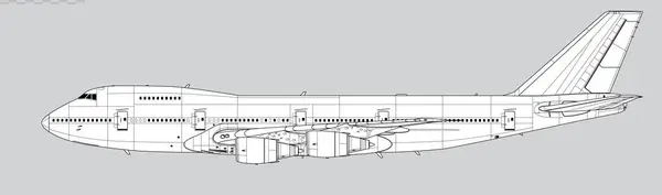 Boeing 747-200. Geniş gövdeli jet uçağının vektör çizimi. Yan görüş. Resim ve bilgi grafikleri için resim.