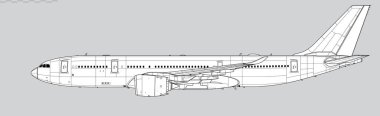 Airbus A330-800 NEO. Geniş gövdeli uzun menzilli uçakların vektör çizimi. Yan görüş. Resim ve bilgi grafikleri için resim.