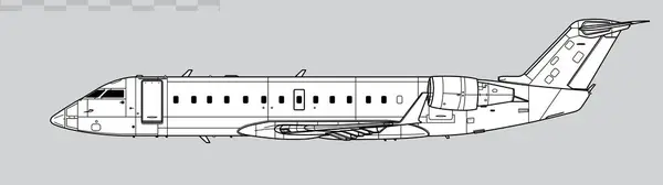 Bombardıman uçağı CRJ200. Bölgesel jet uçağının vektör çizimi. Yan görüş. Resim ve bilgi grafikleri için resim.