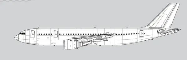 Airbus A300-600. Geniş gövdeli uçağın vektör çizimi. Yan görüş. Resim ve bilgi grafikleri için resim.