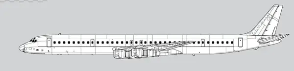 Douglas DC-8-61. Uzun menzilli dar gövdeli jet uçağının vektör çizimi. Yan görüş. Resim ve bilgi grafikleri için resim.