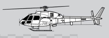 Eurocopter AS555 Fennec 2. Hafif askeri helikopterin vektör çizimi. Yan görüş. Resim ve bilgi grafikleri için resim.