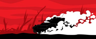 M2 Bradley IFV saldırıları. Piyade savaş alanında bir savaş aracı. Baskı, poster ve çizimler için vektör resmi.