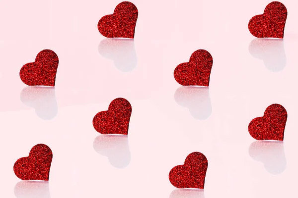 Red Hearts Pink Valentine Day Background — Photo
