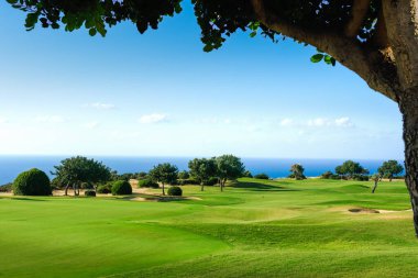 Deniz manzaralı golf sahası, Virgin adaları.