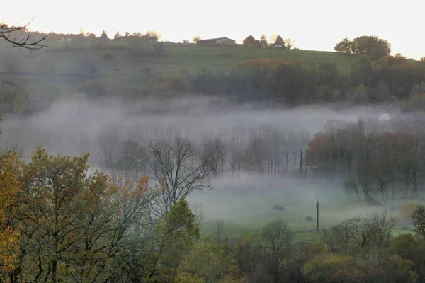 Early Evening Mist Autumn Dordogne France — Stock Photo, Image