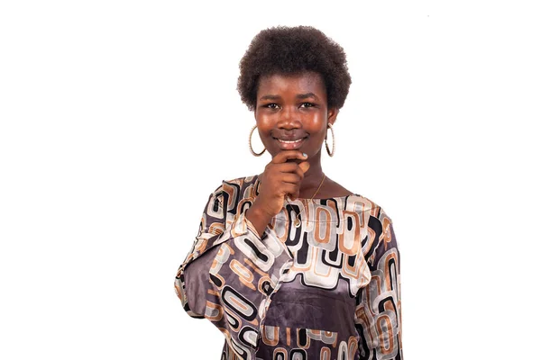 Young Beautiful Girl Afro Hairstyle Standing White Background Looking Camera — Stock Photo, Image