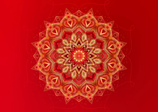 第一个能源中心 Muladhara Chakra的红色曼陀罗 曼达拉有Kryon水晶高质量的照片 — 图库照片