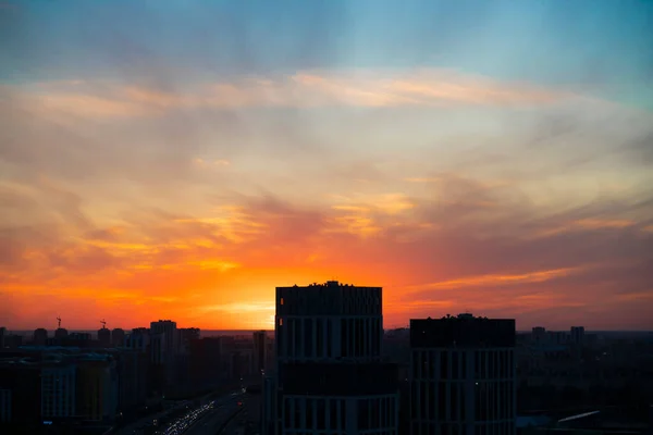 Orange Sky Sunset Rain Kazakhstan High Quality Photo — Stock Photo, Image