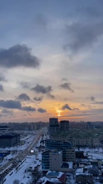Utsikt Över Centrala Gatorna Astana Stad Vid Solnedgången Astana Kazakstan — Stockvideo