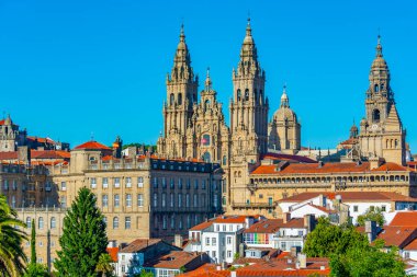 İspanya 'daki Santiago de Compostela Katedrali Panorama Manzarası.