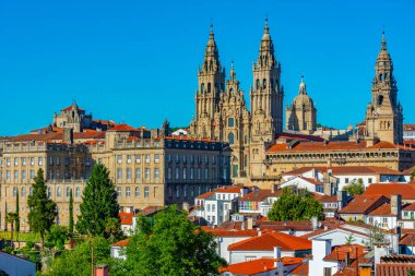 İspanya 'daki Santiago de Compostela Katedrali Panorama Manzarası.