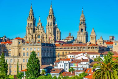 İspanya 'daki Santiago de Compostela Katedrali Panorama Manzarası.