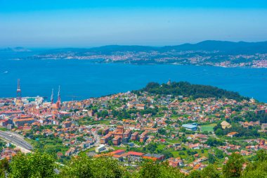 İspanyol kasabası Vigo 'nun hava manzarası.