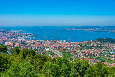 İspanyol kasabası Vigo 'nun hava manzarası.