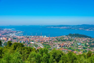 İspanyol kasabası Vigo 'nun hava manzarası.