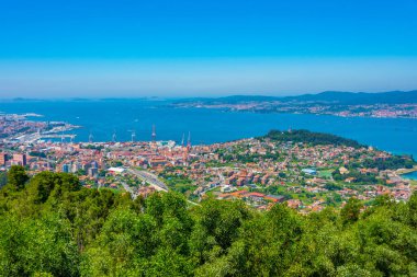 İspanyol kasabası Vigo 'nun hava manzarası.