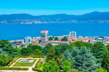 İspanyol kasabası Vigo 'nun hava manzarası.