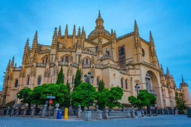 İspanya, Segovia 'daki katedral manzarası.