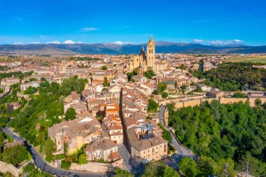 İspanya 'nın Segovia kentinin Panorama manzarası.