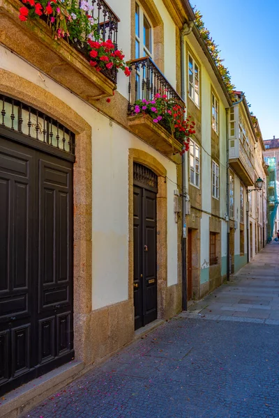 Smalle Straat Oude Binnenstad Van Santiago Compostela Spanje — Stockfoto
