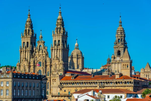 Panorama view of the Cathedral of Santiago de Compostela in Spain.