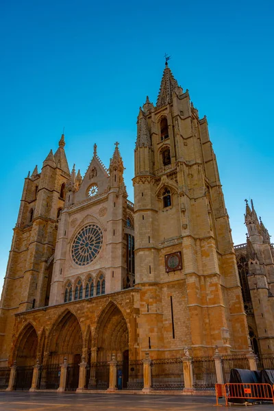 Vista Del Amanecer Catedral Ciudad Española León — Foto de Stock