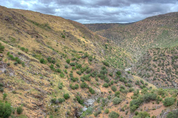 Barren Valley Surrounding Confluence Huebra Camaces Rivers Spain — Stock Photo, Image