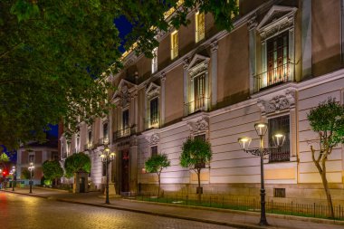 Palacio 'nun Gece Görüşü Valladolid, İspanya.