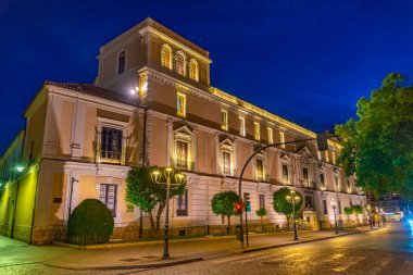 Palacio 'nun Gece Görüşü Valladolid, İspanya.
