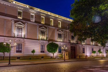 Palacio 'nun Gece Görüşü Valladolid, İspanya.