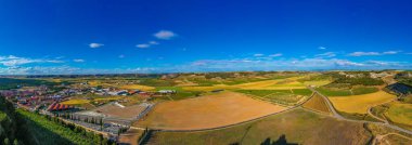 İspanyol şehri Penafiel 'i çevreleyen üzüm bağları.