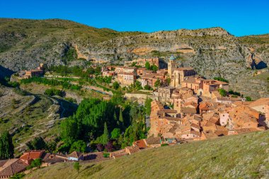 İspanyol şehri Albarracin 'in Panorama manzarası.