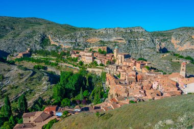 İspanyol şehri Albarracin 'in Panorama manzarası.