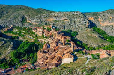 İspanyol şehri Albarracin 'in Panorama manzarası.