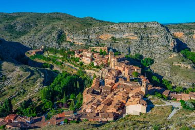 İspanyol şehri Albarracin 'in Panorama manzarası.