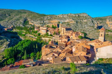 İspanyol şehri Albarracin 'in Panorama manzarası.
