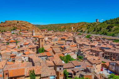 İspanyol kasabası Daroca 'nın havadan görünüşü.