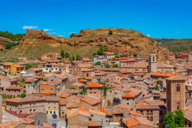 İspanyol kasabası Daroca 'nın havadan görünüşü.