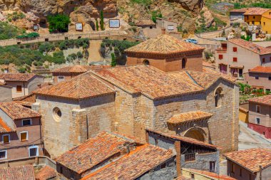 İspanyol kasabası Daroca 'nın havadan görünüşü.