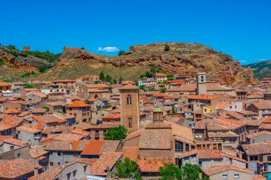 İspanyol kasabası Daroca 'nın havadan görünüşü.