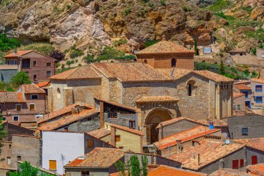 İspanyol kasabası Daroca 'nın havadan görünüşü.