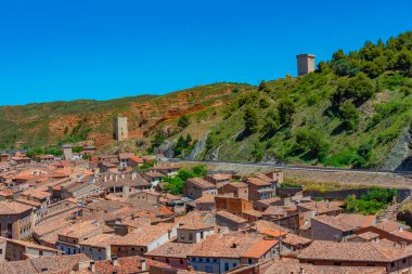 İspanyol kasabası Daroca 'nın havadan görünüşü.