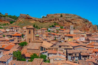 İspanyol kasabası Daroca 'nın havadan görünüşü.