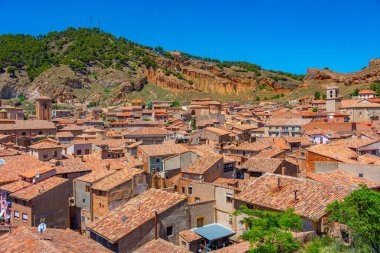 İspanyol kasabası Daroca 'nın havadan görünüşü.